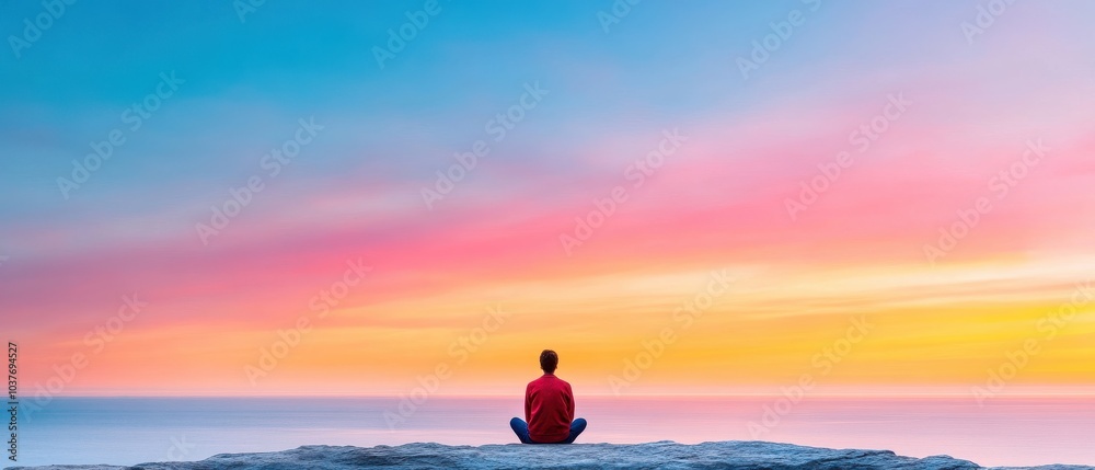 Solitude by the Sea at Sunset: Peaceful Moment of Contemplation