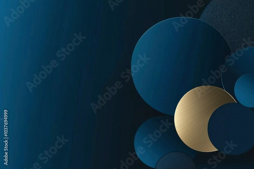 Abstract Background with Overlapping Blue and Gold Circles photo