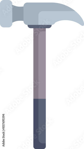 Simple illustration of a claw hammer standing with a wooden handle and steel head