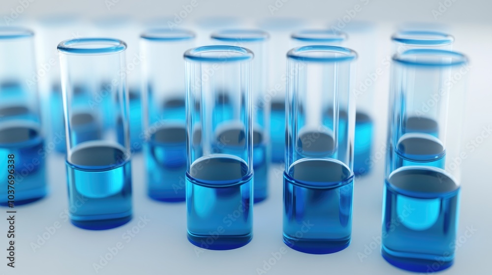 Blue liquid in test tubes isolated on a white background Blue liquid in test tubes isolated on a white background