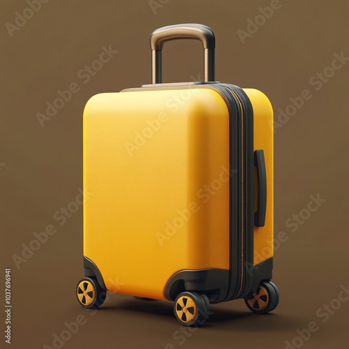 Yellow Carry On Suitcase with Wheels for Travel and Vacation photo