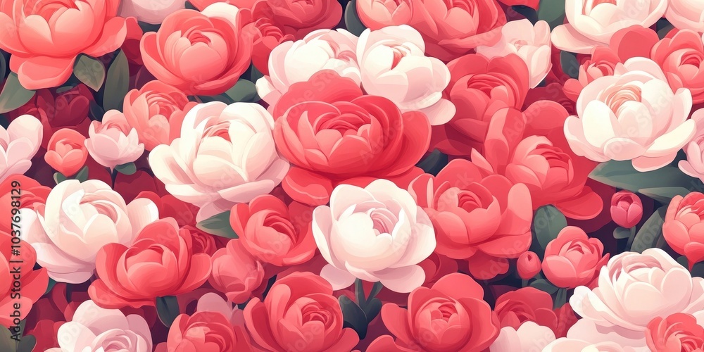 Fototapeta premium Blooming pink and white peonies, Peonies in bloom with pink and white petals
