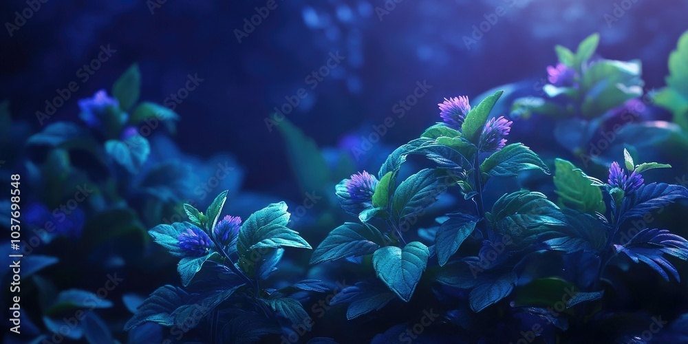 Blooming mint flowers in a garden setting, Mint flowers blooming in a garden Blooming mint flowers in a garden setting, Mint flowers blooming in a garden