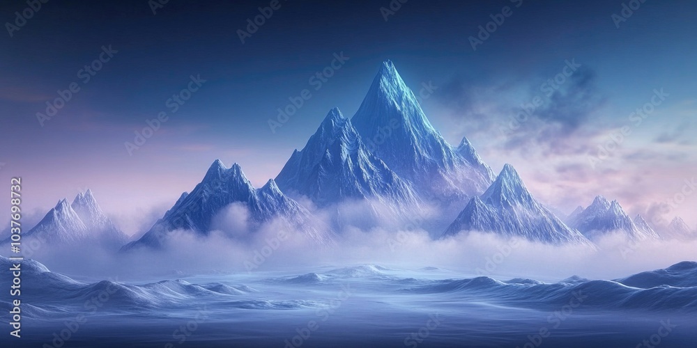 A breathtaking sight of snow-covered mountains in a serene wilderness, Snowy mountain landscape in tranquil wilderness A breathtaking sight of snow-covered mountains in a serene wilderness, Snowy mountain landscape in tranquil wilderness