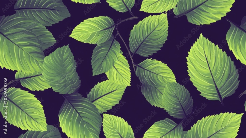 Fototapeta premium Seamless pattern featuring rose leaves