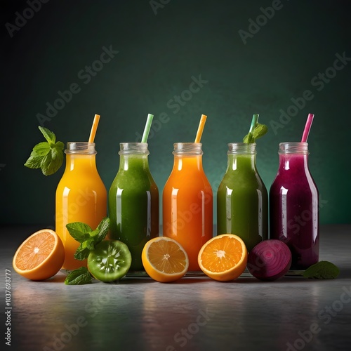 Colorful fresh fruit juices