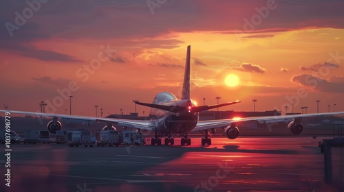 airplane runway sunset afternoon sunny day