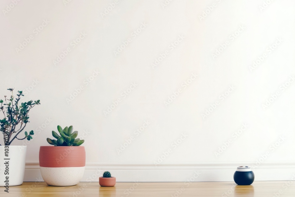 Minimalist Interior with Succulents and a White Wall Minimalist Interior with Succulents and a White Wall