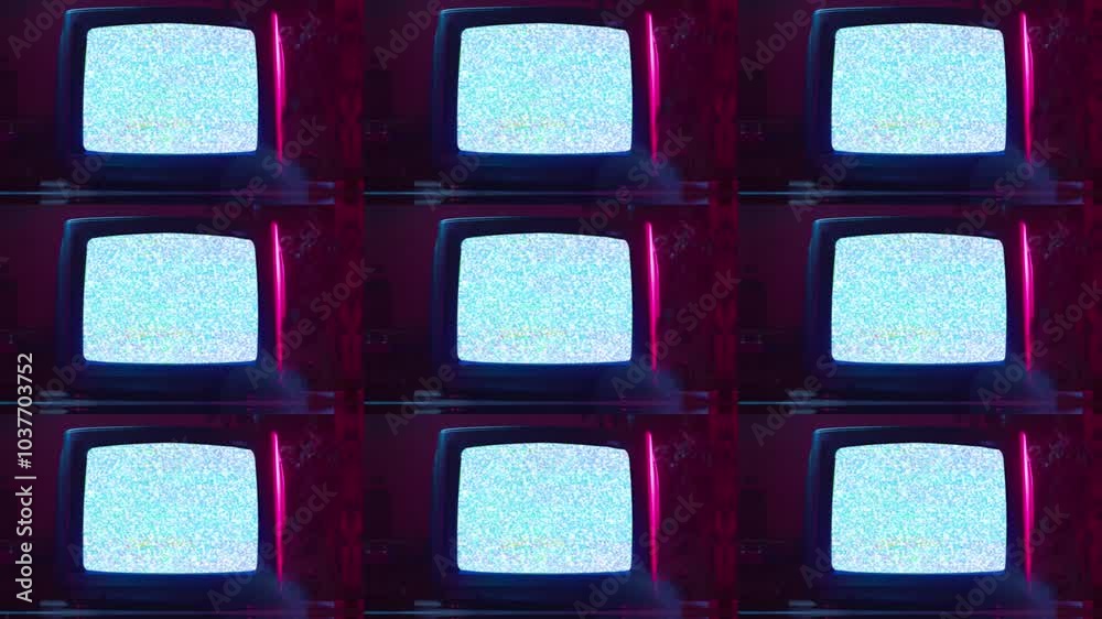 multiple green screen (chroma key) old retro CRT TV monitor with RGB glitch animation, abstract zoom-out motion overlay multiple green screen (chroma key) old retro CRT TV monitor with RGB glitch animation, abstract zoom-out motion overlay