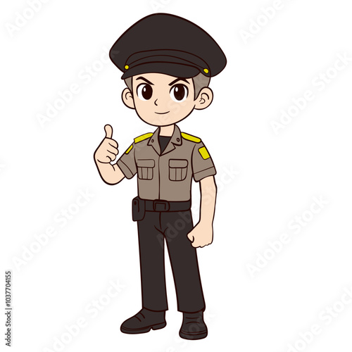 Cartoon Police Officer Giving Thumbs Up