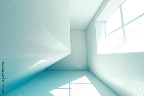 A Minimalist Room with a Single Window and Sunlight Streaming Through