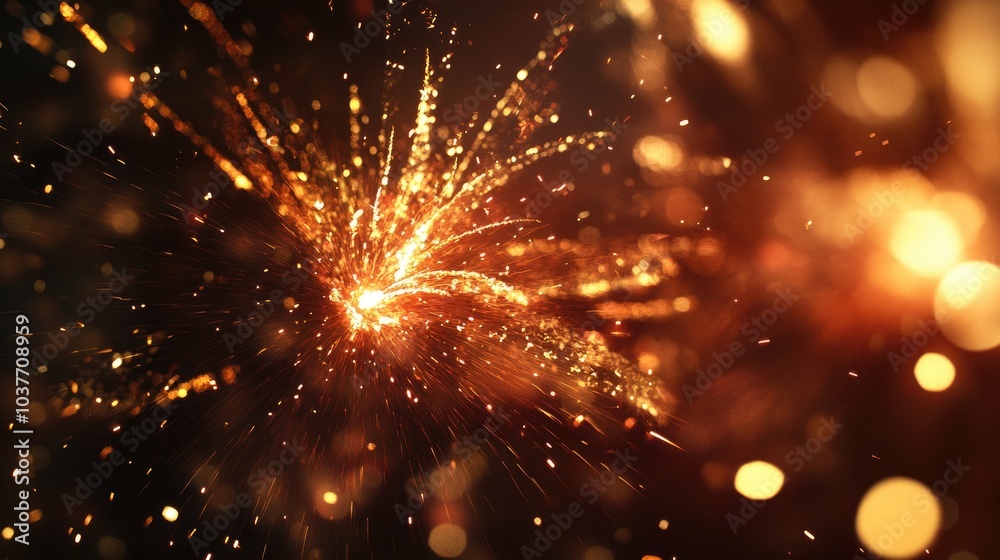 Fototapeta premium New Year Celebration Close up of vibrant fireworks lighting up the night sky creating a festive atmosphere for a celebratory background or greeting card
