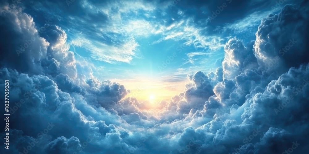A vivid blue sky adorned with fluffy, white clouds drifting gracefully, Blue sky with fluffy white clouds A vivid blue sky adorned with fluffy, white clouds drifting gracefully, Blue sky with fluffy white clouds