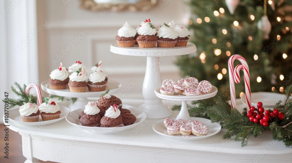 Fototapeta premium Festive Christmas Dessert Table Display