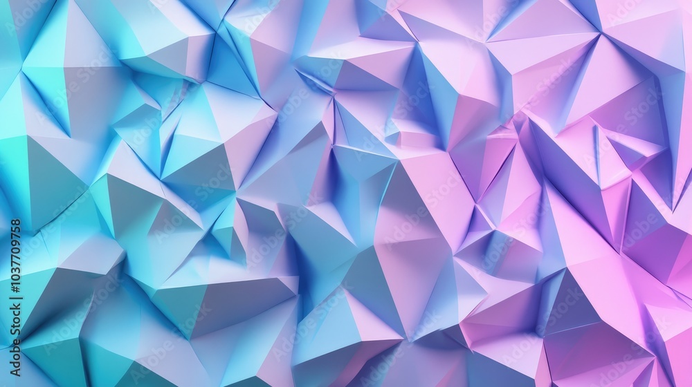 Low poly abstract 3D geometric background featuring a modern gradient of blue and violet hues Low poly abstract 3D geometric background featuring a modern gradient of blue and violet hues