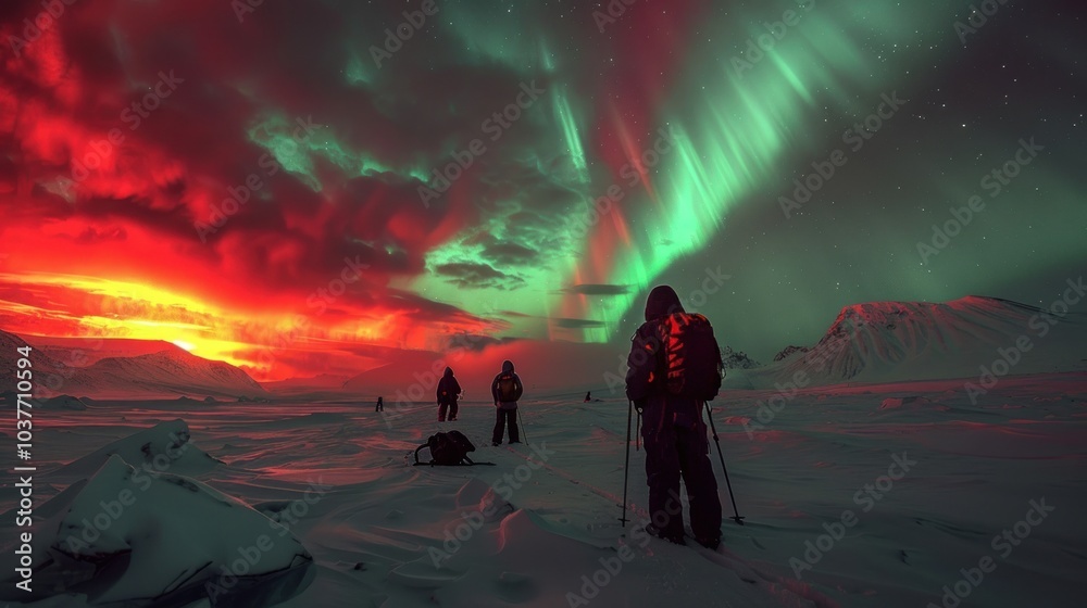The aurora often has a beautiful and dazzling red color in the north pole. The aurora often has a beautiful and dazzling red color in the north pole.