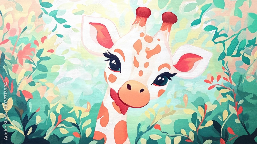 Obraz premium Portrait of a Giraffe in a Natural Setting