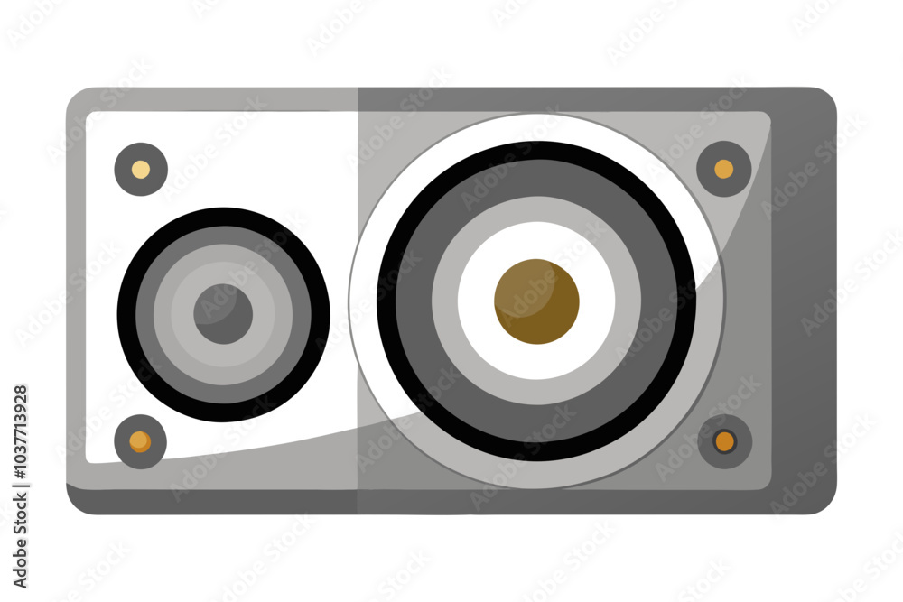 Silver stereo audio speaker isolated on white vector art illustration Silver stereo audio speaker isolated on white vector art illustration