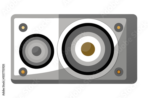 Silver stereo audio speaker isolated on white vector art illustration