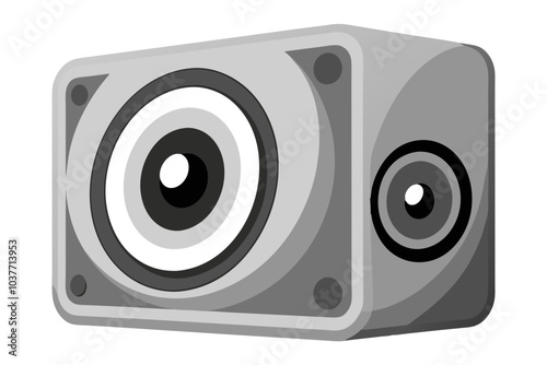 Silver stereo audio speaker isolated on white vector art illustration