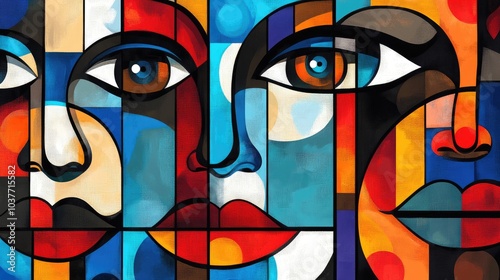 Cubist face illustration abstract art design