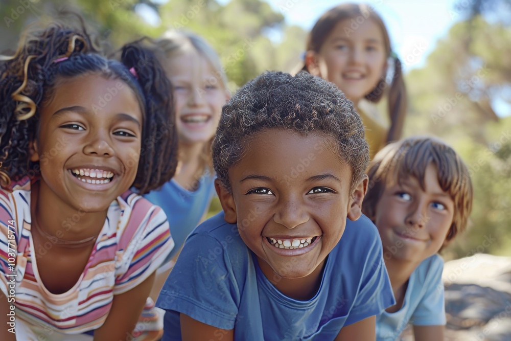 Portrait Of Elementary School Children Smiling At Camera In Playground Portrait Of Elementary School Children Smiling At Camera In Playground