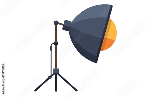 Studio strobe with softbox on white background