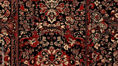 Ornamental floral paisley bandanna pattern suitable for carpet shawl pillow cushion and raster design applications photo