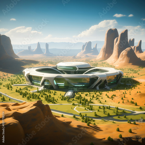 Futuristic Living: Modern Architecture and Technology Background in nature background