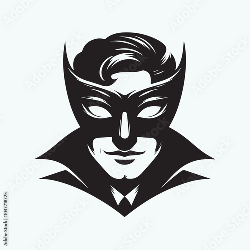 Zorro Mask Vector illustration, Mask Zorro silhouette vector black and white