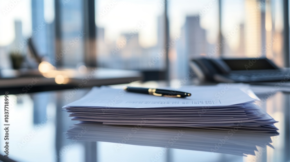 Stack of Organized Business Documents on a Desk Stack of Organized Business Documents on a Desk