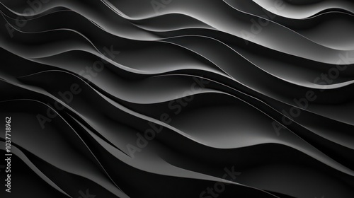 Elegant Monochrome Background Featuring a Seamless Wave Texture Pattern, Perfect for Various Design Projects