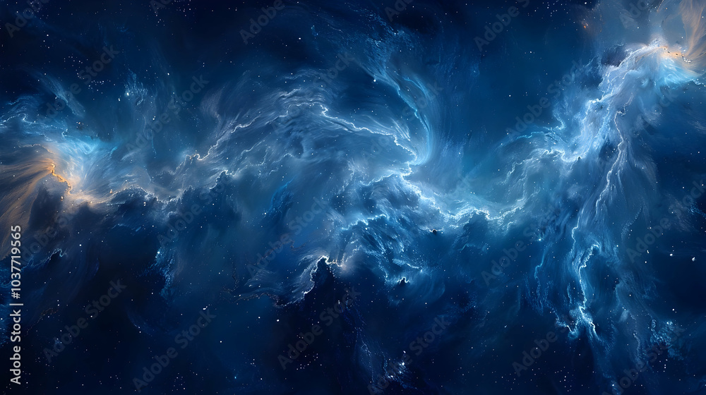 Abstract Background: Cosmic Swirls of Blue and White Abstract Background: Cosmic Swirls of Blue and White