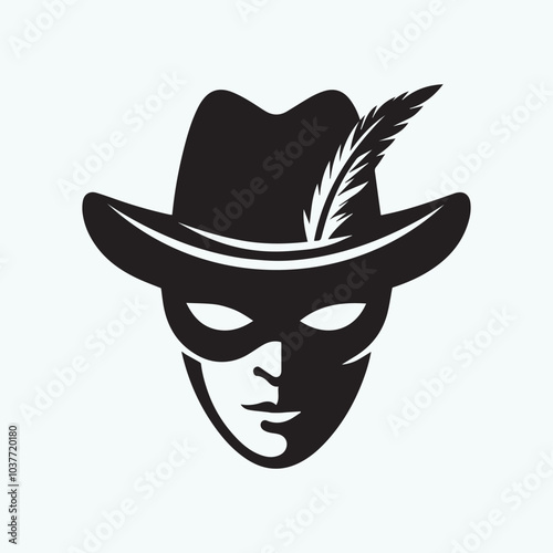 Zorro Mask Vector illustration, Mask Zorro silhouette vector black and white