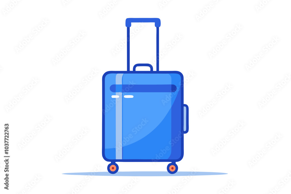 suitcase upright on white background, minimalist design with wheels and handle suitcase upright on white background, minimalist design with wheels and handle