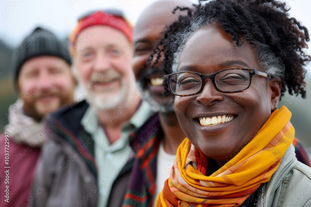 Portrait of smiling multiethnic group of friends standing together outdoors Portrait of smiling multiethnic group of friends standing together outdoors