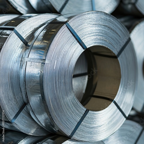 Rolled Steel Coils in Industrial Storage Facility