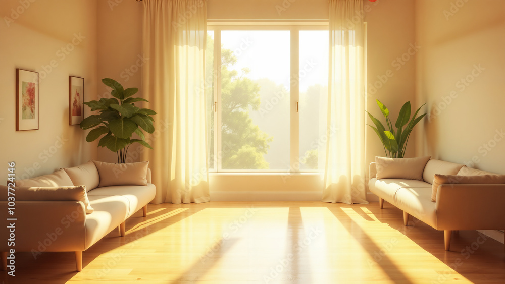 Welcoming Brightness: A Room with a Large Window Bathing the Space in Natural Light Welcoming Brightness: A Room with a Large Window Bathing the Space in Natural Light