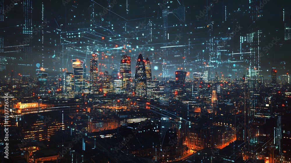 Abstract technology background in London for global business concept. Abstract technology background in London for global business concept.