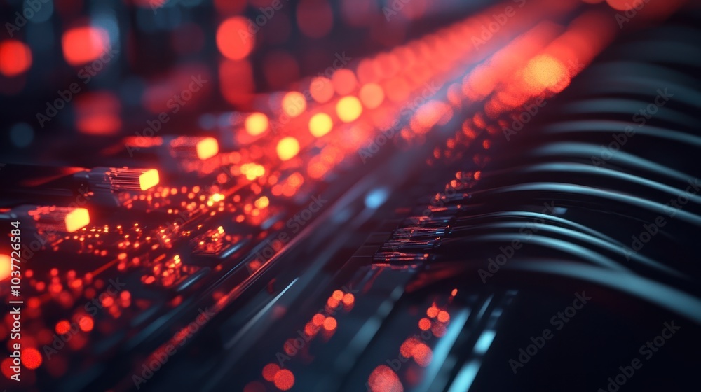 Obraz premium Server Rack with Red Lights