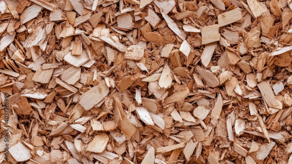 Heap of shredded wood chips Heap of shredded wood chips