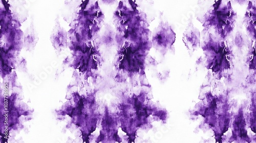 Fabric Print with Tie Dye Effect Seamless Watercolor Design Endless Folk Artistic Background Infinite Hippie Canvas Vintage Abstract Ornament in Violet and White Washable Fabric Print