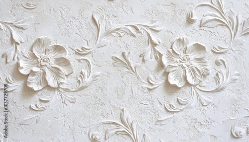 Plaster texture background with floral pattern details, perfect for wallpapers