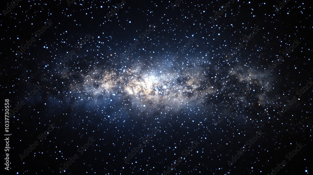 Naklejka premium Beautiful 3D cartoon rendering of the Galactic Core of the Milky Way Galaxy Long exposure of stars captured in an astrophotography style