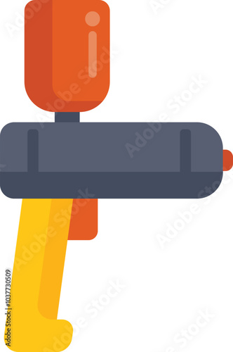 Paintball gun ready for action shooting game icon in flat style