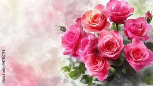 Bouquets of roses in watercolor style