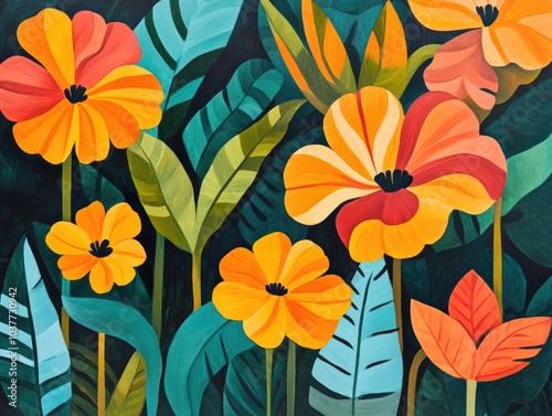 Vibrant marigold blooms in a lush garden setting