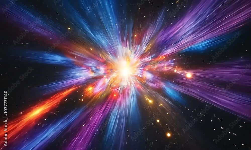 Colorful cosmic explosion representing the Big Bang with ai generated.
Colorful cosmic explosion representing the Big Bang with ai generated.