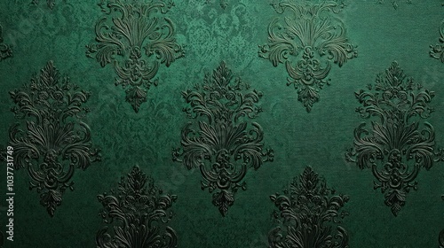 Rich emerald green background wallpaper with a subtle satin finish