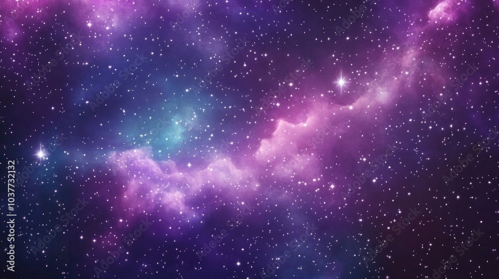 Naklejka premium Colorful nebula with star field in a 3D cartoon rendering of a space background